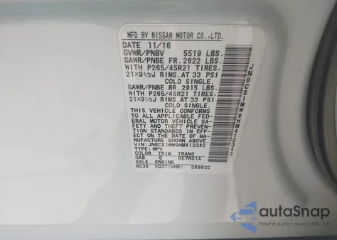 2017 Infiniti Qx70 z USA, uszkodzony, nr VIN JN8CS1MW9HM412342